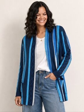 D & Co. - NWOT Striped Jacquard Open Cardi…